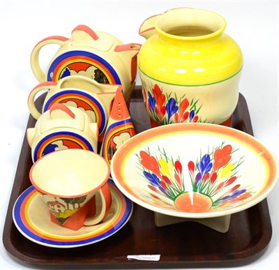 Lot 241 - Group of Moorland Staffordshire Chelsea works, Clarice Cliff pottery including teaset