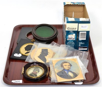 Lot 264 - A quantity of 19th century portrait miniatures, silhouettes and frames