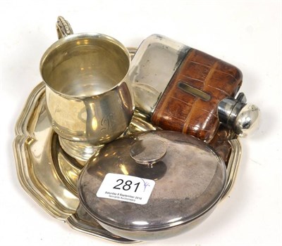 Lot 281 - A silver christening mug, Walker & Hall, Birmingham 1931, engraved with the initial B; a silver and