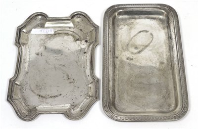 Lot 284 - Two Italian small silver trays, 800 standard, one of shaped rectangular form; the other rectangular
