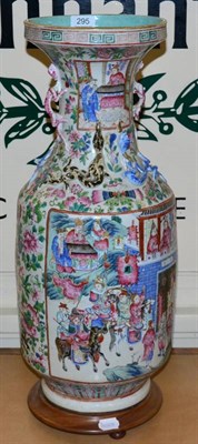 Lot 295 - A large 19th century Chinese canton porcelain vase decorated with panels of processions, 57cm high