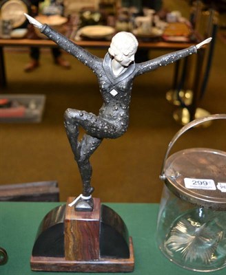 Lot 300 - An Art Deco style spelter figure, on a shaped base, 33.5cm