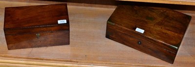 Lot 312 - A brass mounted rosewood writing slope; and a rosewood tea caddy (2)