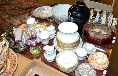 Lot 315 - A Chinese famille rose porcelain punch bowl and dish; plated ware; cutlery; cased tea knives;...