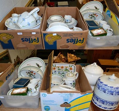 Lot 1000 - Four boxes including a large assortment of Portmerion 'Botanic Garden' pattern wares, Japanese...