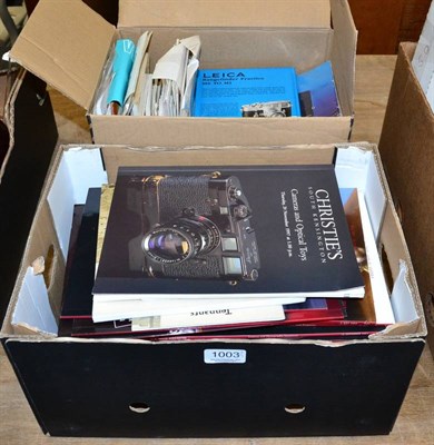 Lot 1003 - Two boxes of auction catalogues and camera books