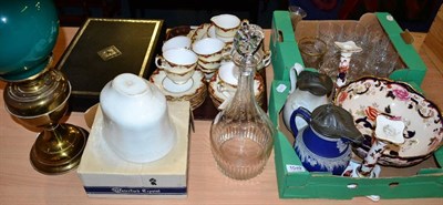 Lot 1049 - A quantity of ceramics and glass including a magnum glass decanter by William Yeoward; a...