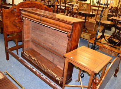 Lot 1079 - Walnut double bedstead; together with a mid-19th century mahogany open bookcase; and an oak...