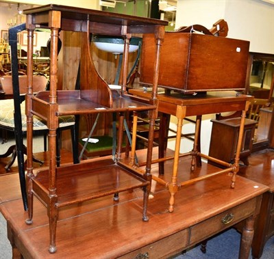 Lot 1082 - Group of furniture comprising two occasional chairs; painted metal washstand; occasional table;...