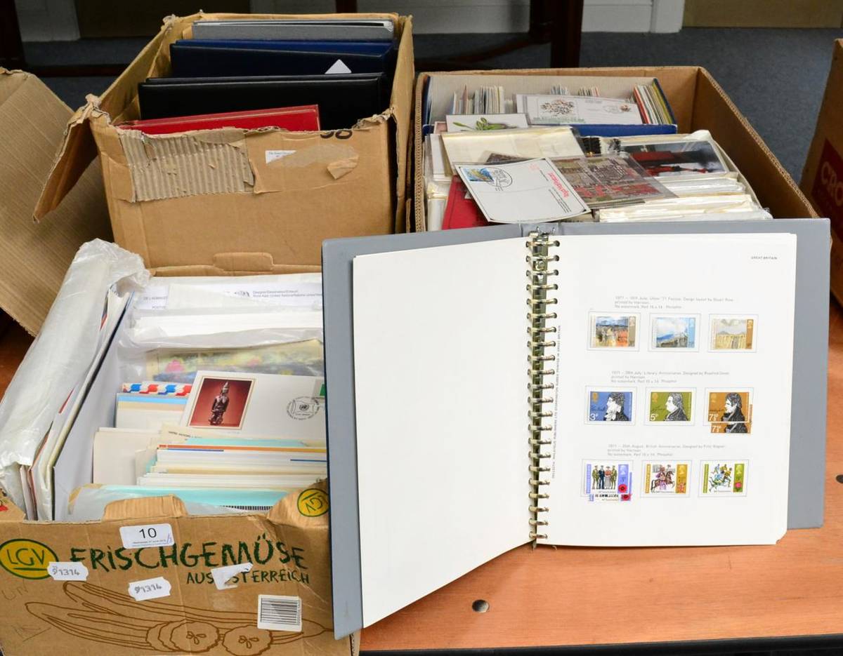 Lot 10 - GB and World Stamps and Covers in 3 boxes with a GB album, Netherlands booklets, United Nations...