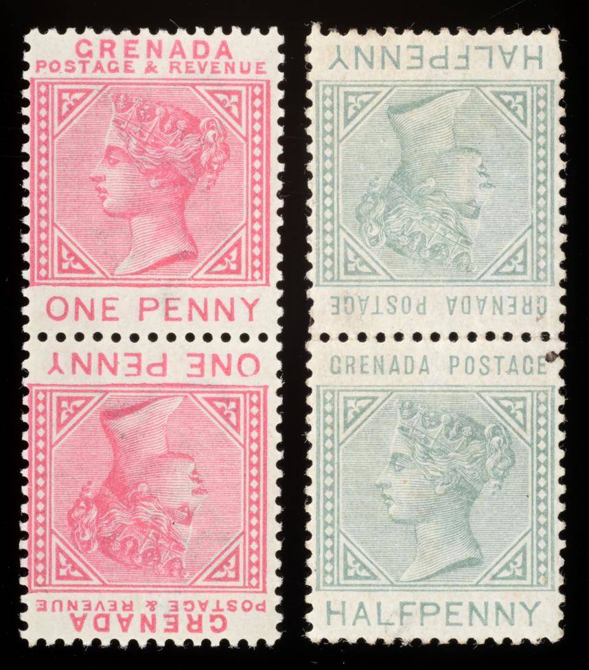 Lot 125 - Grenada QV Halfpenny and Penny Tete Beche pair fresh mint, SG 30a and 31a. Cat £330.