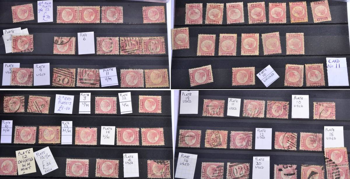 Lot 150 - GB QV Collection of 1870-79 Halfpenny Bantams on small cards. Well above average with Plate 9...