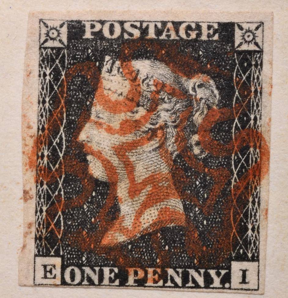 Lot 176 - 1840 1d Black with red Maltese Cross cancel on cover. 3 very good margins, 4th with narrow...
