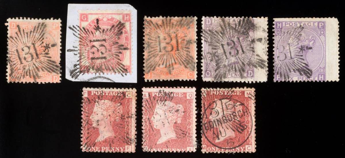 Lot 227 - QV GB Edinburgh Brunswick Star Postmarks - small grouping of fine postmarks on 1d reds and...