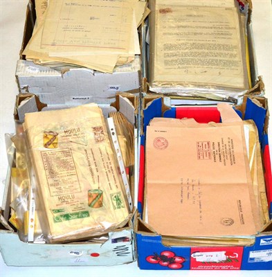 Lot 11 - Four Boxes of Oddities includes large quantity Belgian Fiscal documents. World Cinderella...