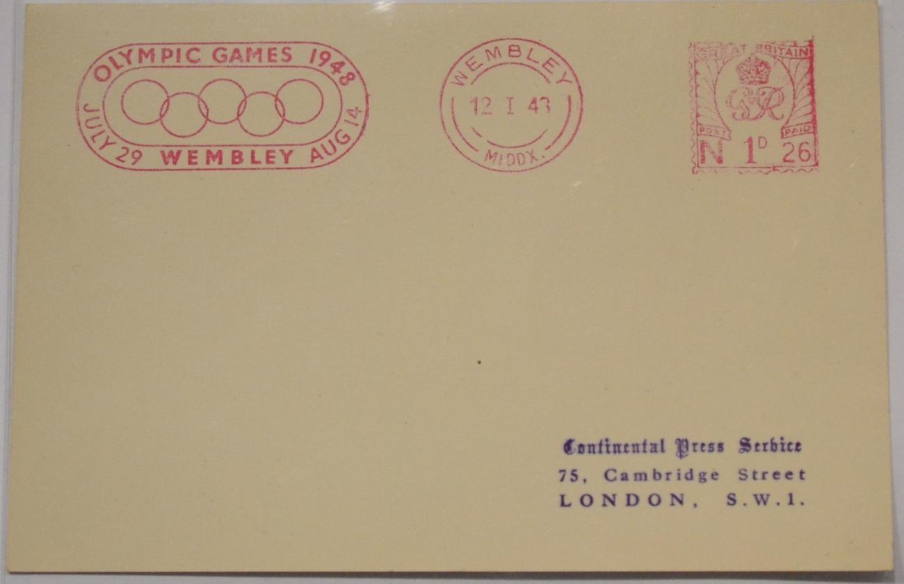 Lot 143 - Olympic Games. 1948 Wembley box office cancellation on card