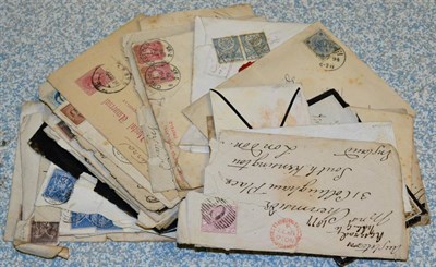 Lot 160 - A Bundle of British Queen Victoria covers with some addressed to overseas destination. Plus a penny
