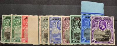 Lot 176 - Ascension. 1922 definitive set, unmounted with 2d and 2s marginals