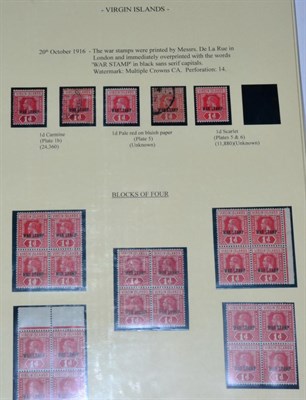 Lot 207 - British Virgin Islands. A seven page, well presented collection of WWI War stamp issues....