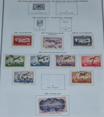 Lot 255 - France. A used collection of Air Mail issues 1930 to 1954 on three loose album pages. Includes 1936