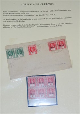 Lot 303 - Gilbert & Ellice Islands and Gold Coast. A three page, well presented collection of Gilbert &...