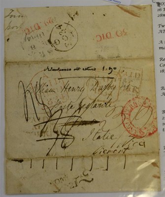 Lot 326 - Ireland. A December 8 1834 York entire between two brothers to Como, Italy and redirected to...
