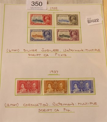 Lot 350 - Leeward Islands. A 1935 to 1951 mint collection on four loose pages. Includes 1938 to 1951...