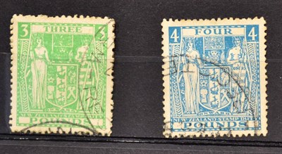 Lot 375 - New Zealand. 1931 to 1940 £3 and £4, well centred. Good used