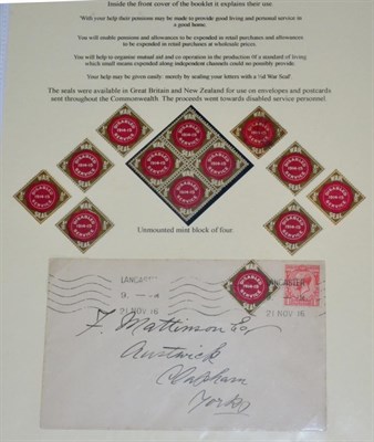 Lot 376 - New Zealand. A four page, well presented collection of WWI War Tax issues and War seals....