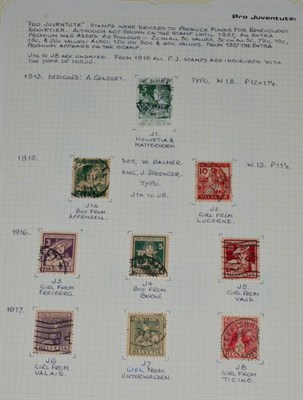 Lot 419 - Switzerland - Pro Juventute. A near complete 1913 to 1989. Pre 1930 mainly used. Later still mainly