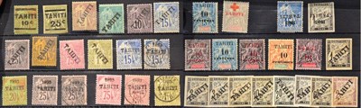 Lot 421 - Tahiti. An 1884 to 1915 fresh mint range of issues, plus a few used. Includes July 1884 10c on 20c