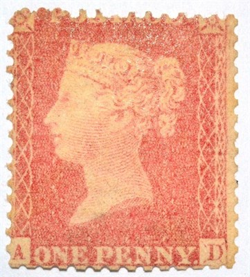 Lot 512 - Great Britain. 1855 1d Red A-D, Plate 27. Watermark large Crown. R-entry centred to left. Good mint