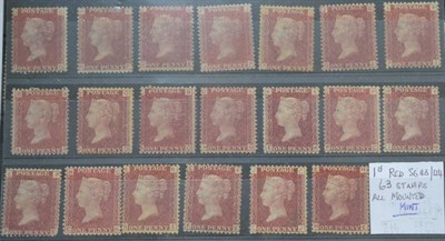 Lot 523 - Great Britain. 1864 to 1879 1d Reds. Sixty-three mint/unused, various Plates. A fresh range