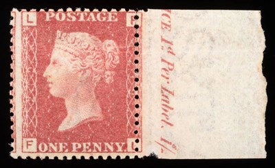 Lot 527 - Great Britain. 1864 to 1879 1d F-L,Plate 219 right marginal (some splitting to perfs). Unmounted