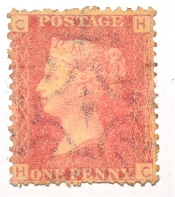 Lot 529 - Great Britain. 1864 to 1879 1d Red H-C, Plate 72 used with a black Maltese Cross. Some pulled perfs