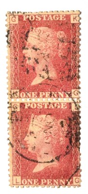 Lot 530 - Great Britain. 1864 to 1879 1d Red vertical pair HG/LG, Plate 149 with underprint Copestake, Moose