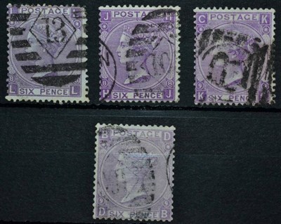 Lot 533 - Great Britain. 1867 to 1880 6d Dull Violet (3), two Plate 8, third Plate 9. Also a 6d mauve Plate 9