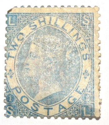 Lot 534 - Great Britain. 1867 to 1880 2s Pale Blue S-L. Wmk Spray of Rose. Centred to bottom left. Part...