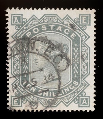 Lot 535 - Great Britain. 1867 to 1883 10s E-A.  Wmk Anchor, white paper, used