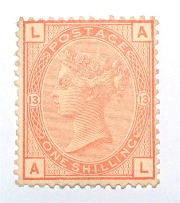 Lot 541 - Great Britain. 1881 1s Orange-Brown A-L, Plate 13. Wmk Imperial Crown. Fresh mint