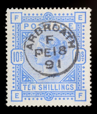 Lot 547 - Great Britain. 1883 to 1884 10s Ultramarine E-F. Well centred. Used with superb Arbroath F/FE 18/91