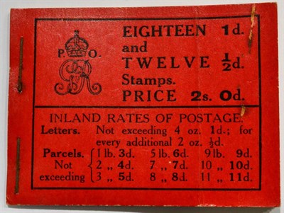 Lot 571 - Great Britain. April 1912 2s booklet. Watermark crown. Pears in bold on reverse. Each of the 1d...