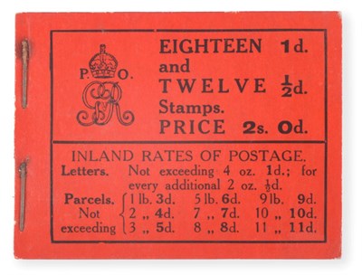 Lot 572 - Great Britain. September 1912 2s booklet. Watermark simple cypher. Pears in script on reverse....