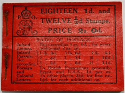 Lot 574 - Great Britain. November 1912 2s booklet without edition number, clipped perfs to 1/2d panel and one