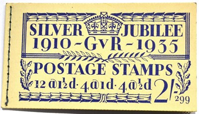 Lot 587 - Great Britain. 1935 Silver Jubilee 2s booklet, edition 299, part used cone 1/2d adhesive...