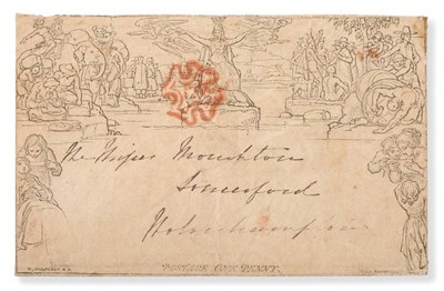 Lot 610 - Great Britain. May 1840 1d Mulready envelope A131, used with a red Maltese Cross. Early usage