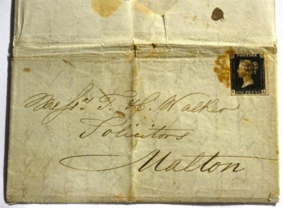 Lot 612 - Great Britain. January 1841 entire to Malton bearing 1d black G-L (three margins, one of which...