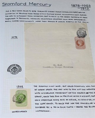 Lot 615 - Great Britain. An 1859 to 1975 collection of Stamford Mercury related to the newspaper franks...