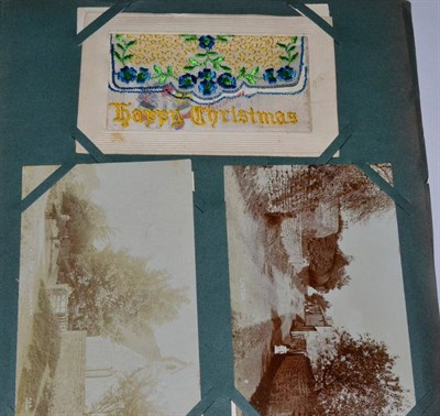 Lot 616 - An Album Housing Vintage to Modern Postcards in variable condition. Noted silks (4), real...