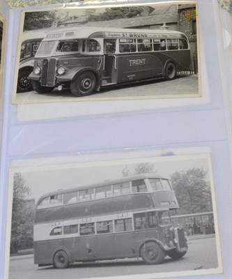 Lot 646 - Transport. A part-filled cover album housing cards and photographs, mainly of steam trains and...